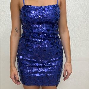 Blue and Red Sequin Mini Dress for teen girl